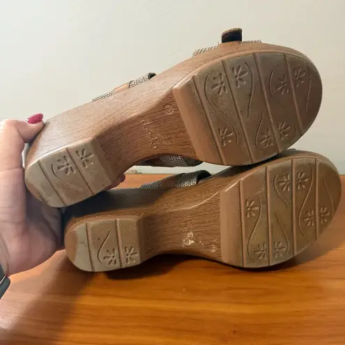 Dansko  Jessie Sand Lizard Wedge‎ Sandals Double Strap Buckle 9700032279 Size 40