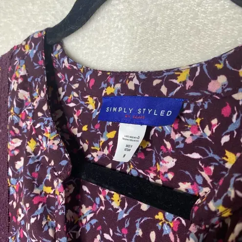 simply styled Long Sleeve Floral V-Neck Crochet Lace Peasant Blouse Medium Top