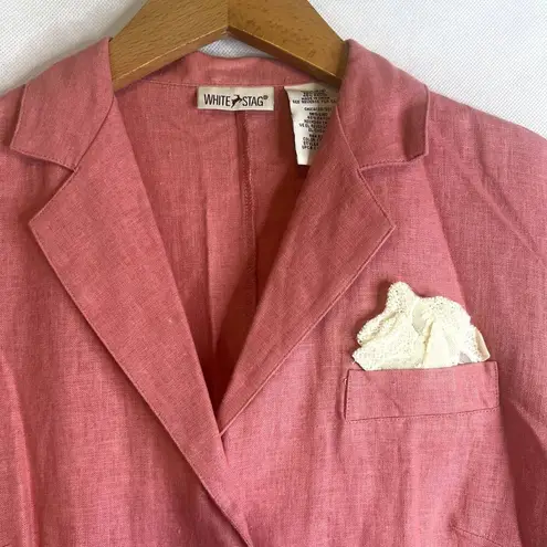 White Stag Pink Linen Blend Button Up Lightweight Jacket Size Small 4/6