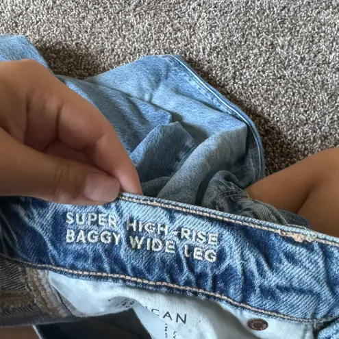 American Eagle super high rise baggy wide jean