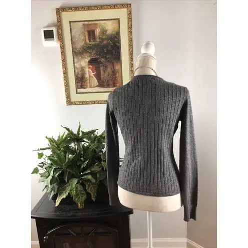 Willie Smith Women's Sweater Cardigan L Long Sleeve Open Front Gray Metallic Size L - Image 7