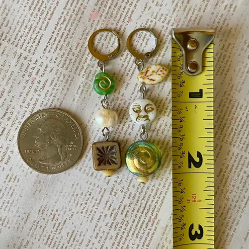 Handmade quality Czech glass beads mix unique boho fairy funky dangle earrings🌝⭐️🌀