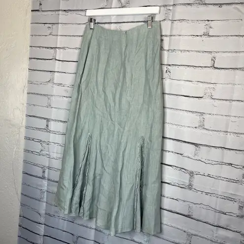 margaret o'leary Margaret O’Leary Linen A-Line Maxi Skirt Slate Off-White Size M Cottagecore Boho