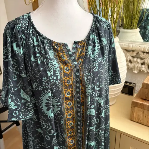 Raga Stefna Maxi Dress Green Size Small Printed Boho