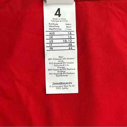 Zimmermann Swim Bikini Bottom Womens Size 10 - 12 Red Summer Coastal *FLAW