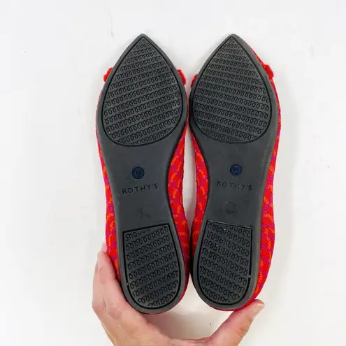 Rothy's The Point Pomegranate Grid Size 6 Slip On Ballet Flats Pink Orange