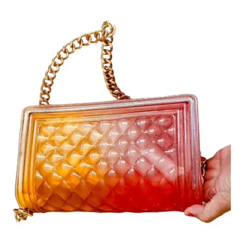 Risotto Orange pink jelly bean golden chain crossbody bag purse