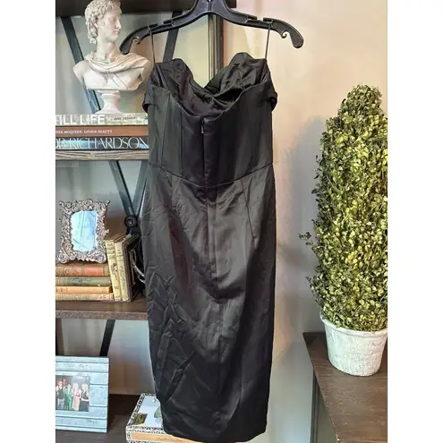 Bardot Jamila Corset Satin Midi Dress Black Womens Size 4