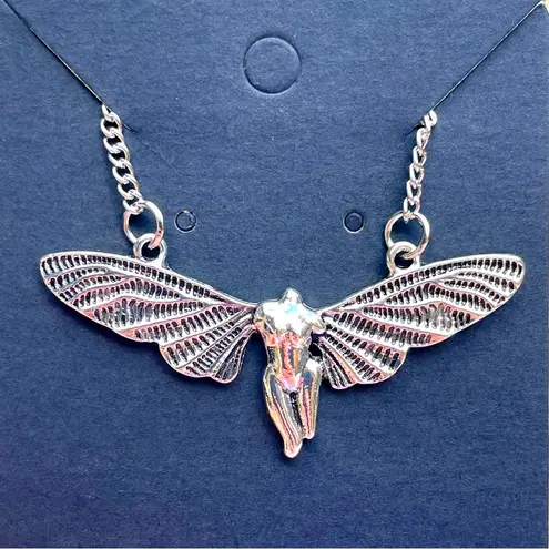 Silver Fairy Winged Pendant Necklace metal female torso wings chain art new