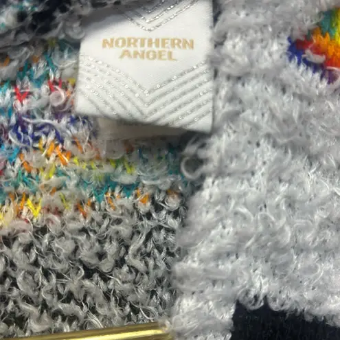 Aztec Patterned Open Cardigan S/M Pale Gray Black and Southwestern Color Block Size M