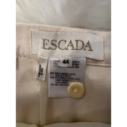 Vintage Escada Midi Skirt Rabbit Wool Blend Ivory Cream Lined Czech Republic 14