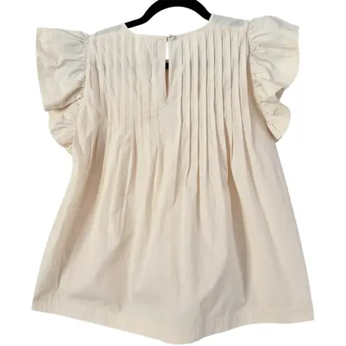 Marie Oliver Off White Pintuck Ruffle Sleeve Blouse Sz Small Victorian Romantic
