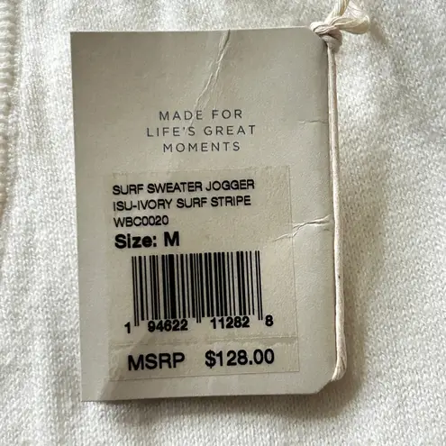 Faherty Womens Organic Cotton Cashmere Blend Ivory Surf Stripe Joggers NWT - M