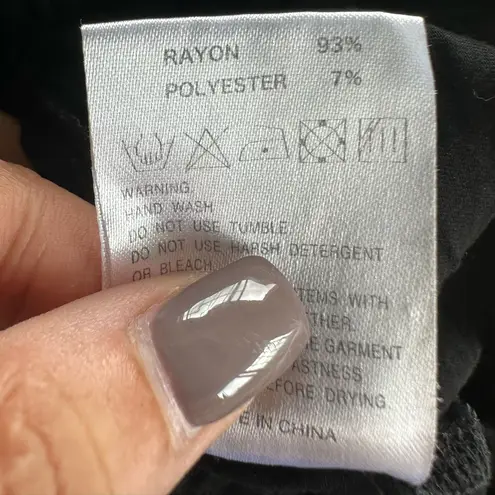 HUGS & HONIS Hawaiian Designer Signature Graphic Cowl Neck Stretchy Blouse Top L Size L