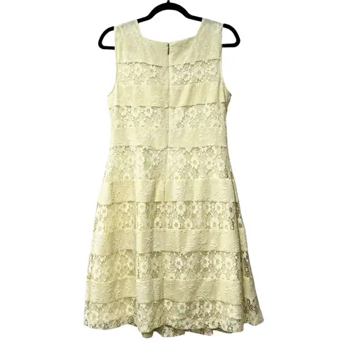Karl Lagerfeld Butter Yellow Fit Flare Lace Mini Dress Sz 6