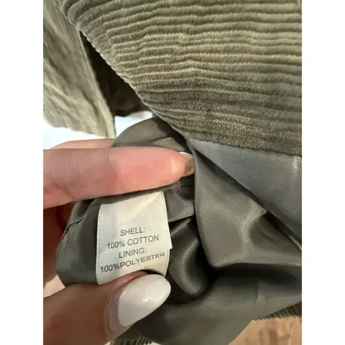 J. Jill Olive Green Ribbed Corduroy Structured button front jacket Size M 2264