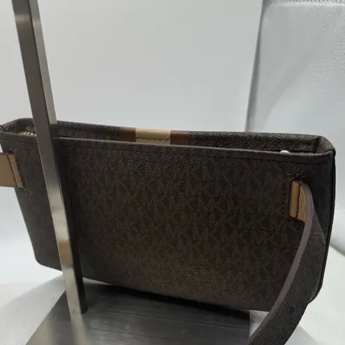 Michael Kors Brown & Tan Stripe Signature Bag Waist Fanny Pack Belt Retail $99