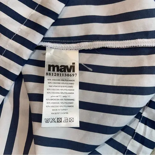 Mavi Blue and White Button Down Shirt with Notched Collar Size XS