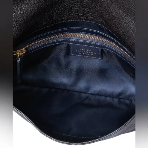 Smythson | Pebbled Leather Flap Messenger Bag in Black | Handmade in Italy