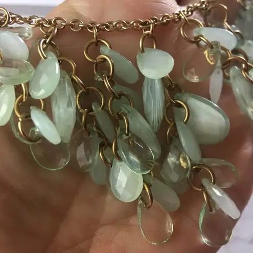 Cascading Mint Faux Glass Cascading Chain Necklace Green