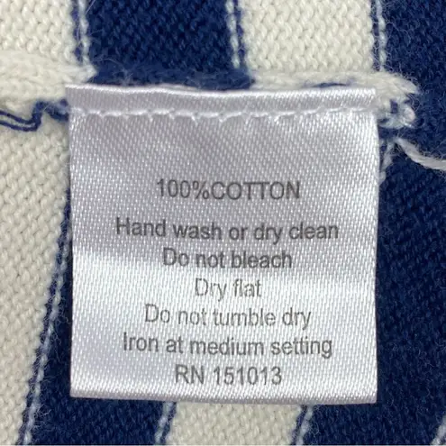 Haley and the Hound Striped Sweater Dress Crew Neck Knit Shift Blue White Medium