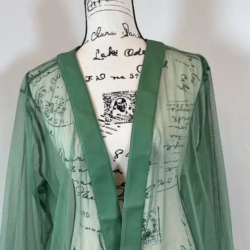 Colleen Lopez Sheer Green Kimono Jacket Lightweight Cover Up Size 2X Plus