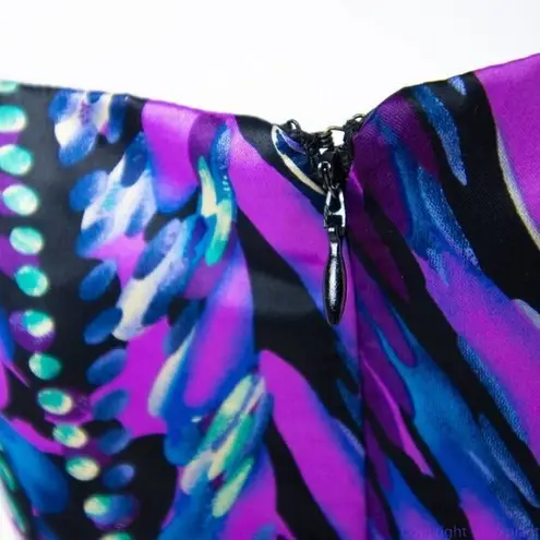 Perception New York peacock print empire waist scoop neck dress, 10 Purple