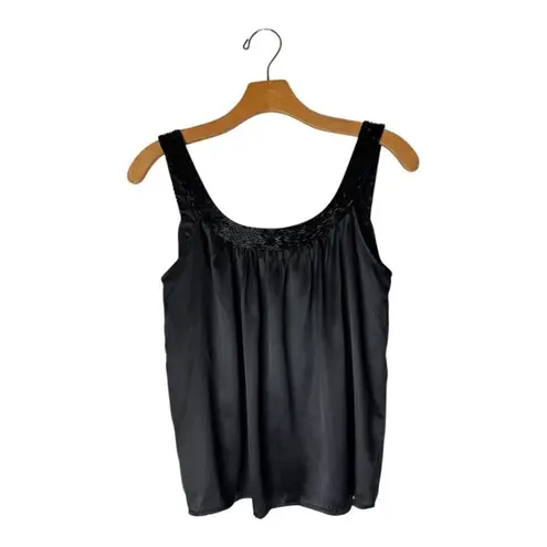 Yumi Kim Anthropologie Yumi‎ Kim Tank Top Women XS Black Beaded Silk Cami Cocktail Party
