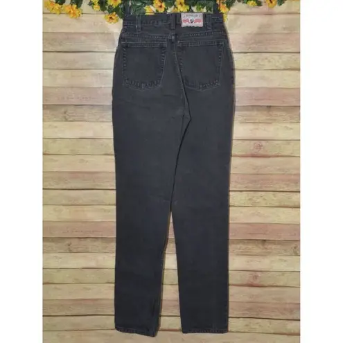 Vintage Rockies Slim Ladies Black Denim Straight Leg Jeans Size 28/7 Long Retro