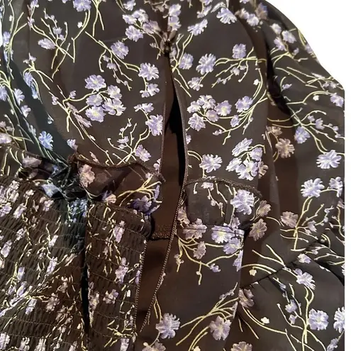 143 Story by Line Up Soft Floral Maxi Brown Lavender Front Slit Dress Size Large