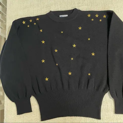 Meister Black Sweater with Gold Stars Size L