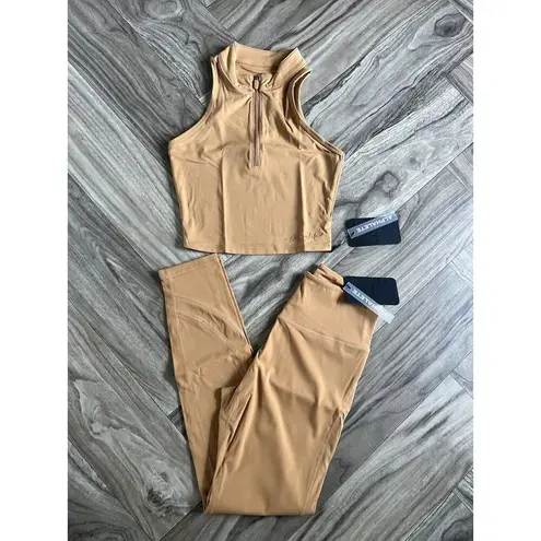 Alphalete 2pcs  Women’s Pulse Zip Tank Size S And Leggings Size M , Chestnut