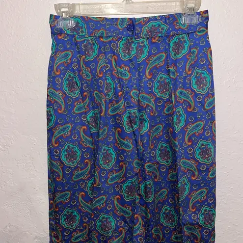 Carlisle Women’s Vintage Baroque Paisley Floral Blue and Green Pants