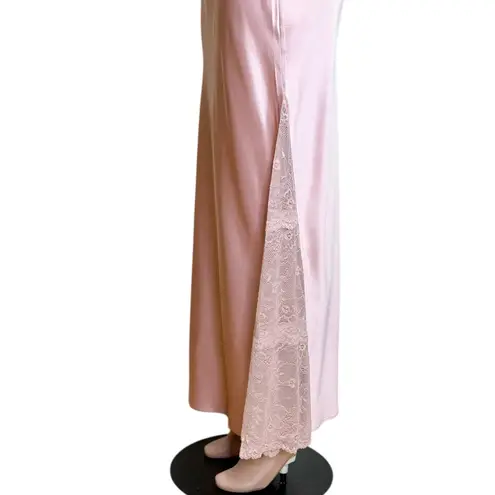 LILYSILK Full Length Mulberry Silk Lacy Nightgown, Rosy Pink, XL Pink