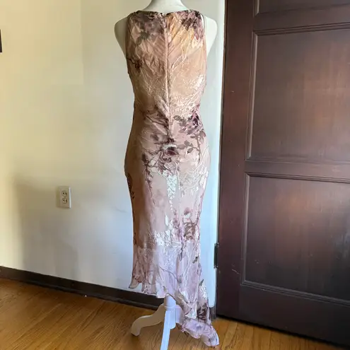 Alexia Admor | Y2K Style Burnout Silk Asymmetrical hem Mermaid Midi Dress Small