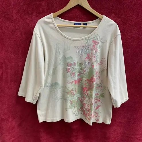 Westbound B03-Women's Blouse, 1X, Beige