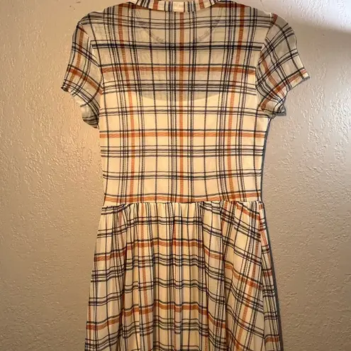 As You Wish As U Wish Plaid Maxi Dress - Blue and Orange Striped SZ M Short Sleeve Tee Lace