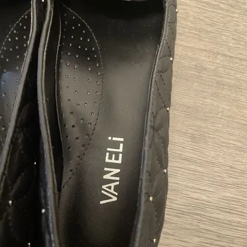 Vaneli Quilted Skimmer Flats 7.5 Slim Black Beaded