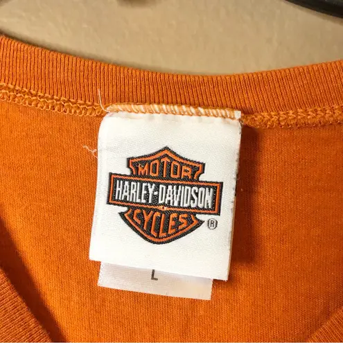 Harley Davidson El Paso Texas Flame 3/4 Sleeve Shirt Burnt Orange Large