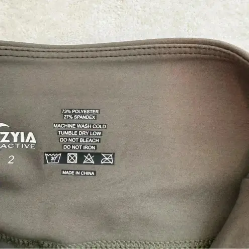 Zyia  Olive Logo Stripe Light n Tight Hi Rise Capri size 2
