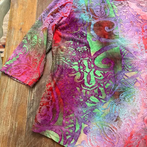 Women's Caleaas Top Petite XL Red Green Tie