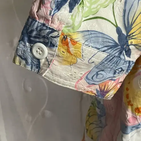 Alfred Dunner Eyelet Butterfly Lined Button Front Long Sleeve Jacket XL 16P EUC