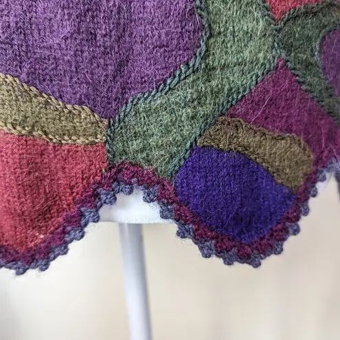 Peruvian Connection Purple Crewneck Floral Alpaca Sweater Fun Funky Art-Wear