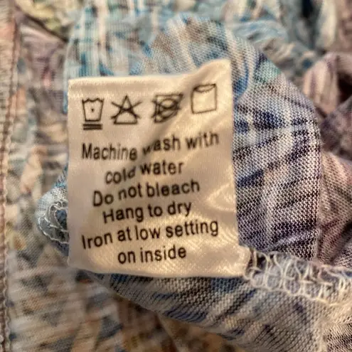 Carine Snap Button Selena Fit n Flare Crinkle Rainbow Shirt Purple Blue Blue XS