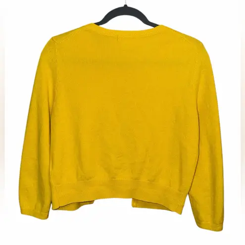 Boden Mustard Yellow Crop Crew Cardigan