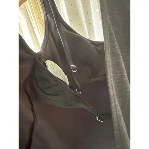 Kona Sol Women's Peek A Boo Tie Back Built In Padded Tankini Swim Top S