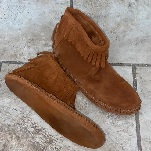 Minnetonka SOFT SOLE FRINGE BOOTS BOHO HIPPIE BOOTIES  - Image 1