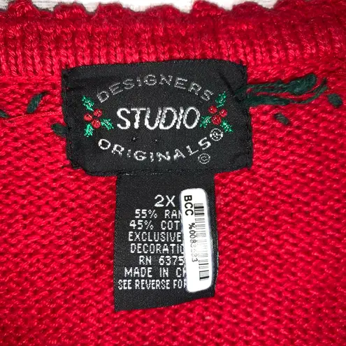 Designer Originals Vintage Designers Originals Studio Women’s 2X Red Knit Christmas Sweater Vest