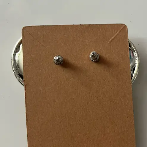 None Silver and Cream Round Earrings