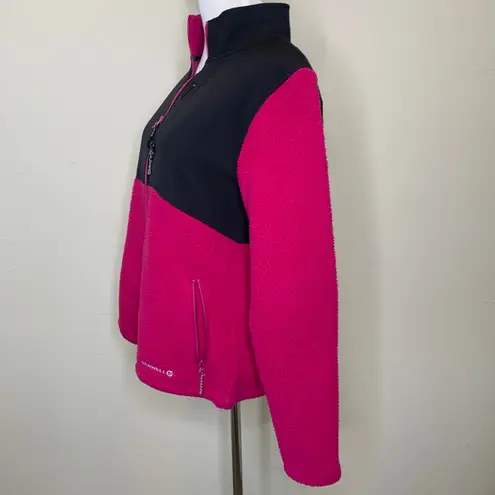Merrell Pink Black Fleece Jacket Sz Medium Full Zip